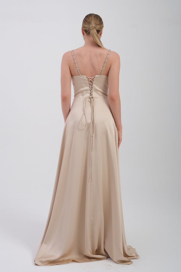 DORAYNE Bej Abiye Elbise