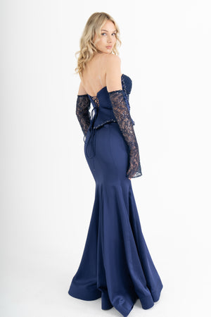 SYLVARA Lacivert Abiye Elbise
