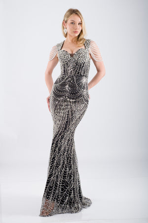 JEDDAH Siyah Abiye Elbise