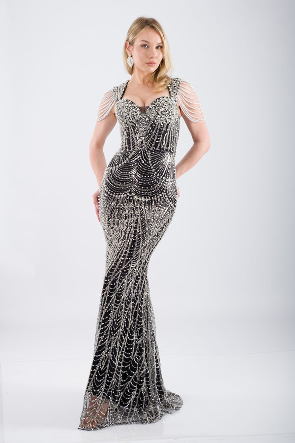 JEDDAH Siyah Abiye Elbise