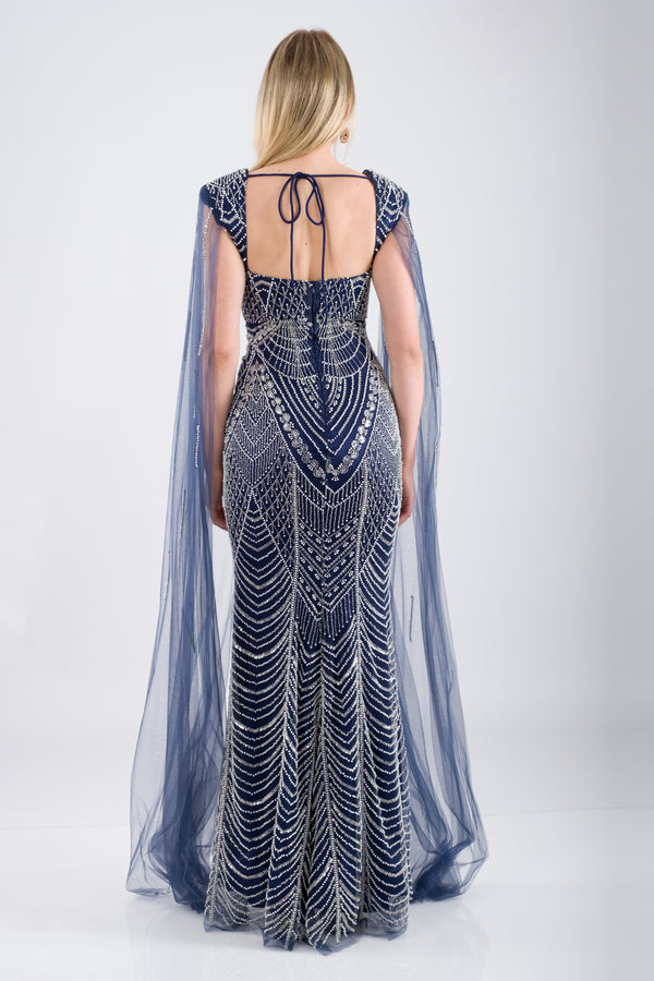 ELVARIN Lacivert Abiye Elbise