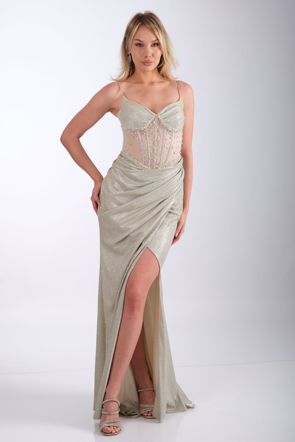 NISSA Gold Abiye Elbise