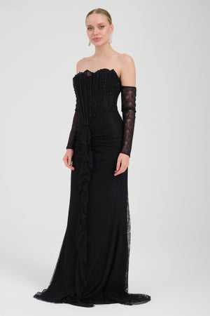 DUYZA SİYAH Abiye Elbise