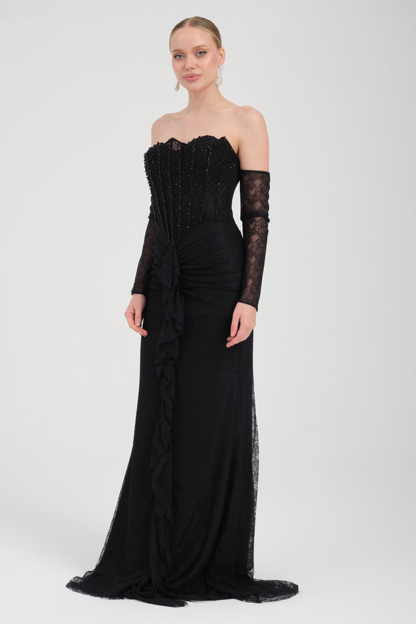 DUYZA SİYAH Abiye Elbise