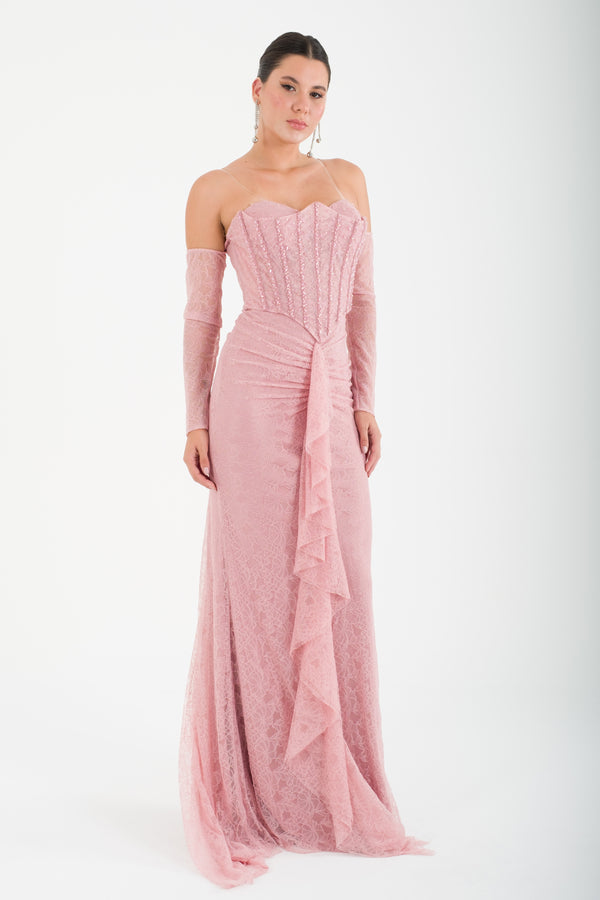 DUYZA Pudra Abiye Elbise