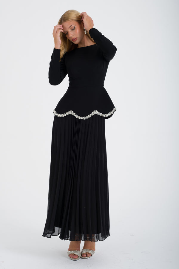 JOHRU Siyah Abiye Elbise