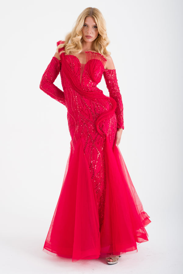 TULUM Kırmızı Abiye Elbise