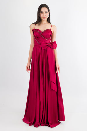 RUBY Bordo Abiye Elbise