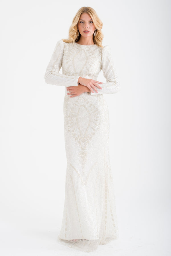 KOTORİBA Ekru Abiye Elbise