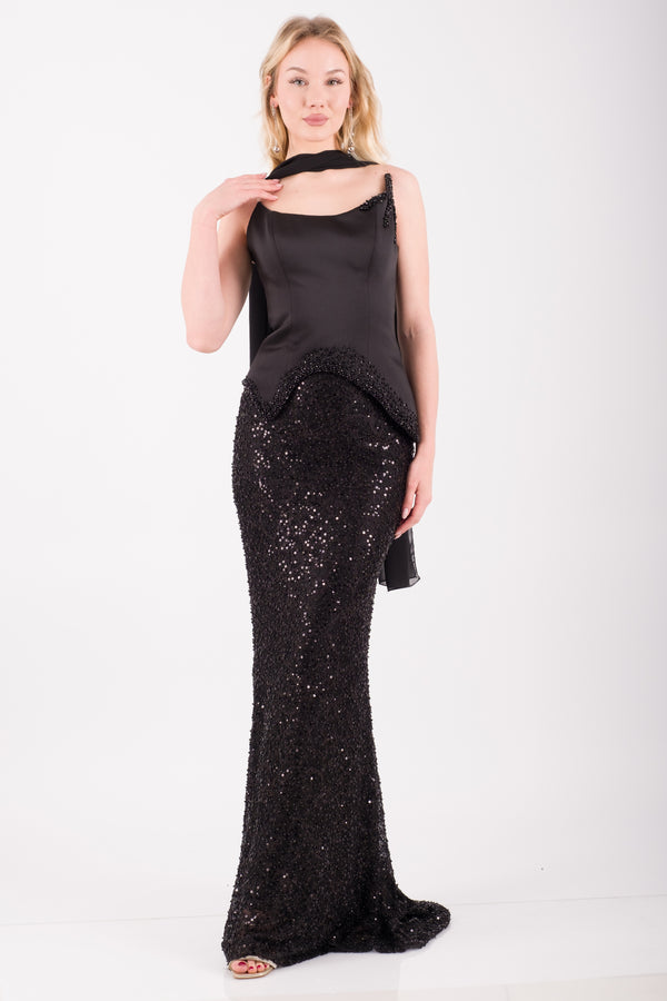 CALVERA Siyah Abiye Elbise