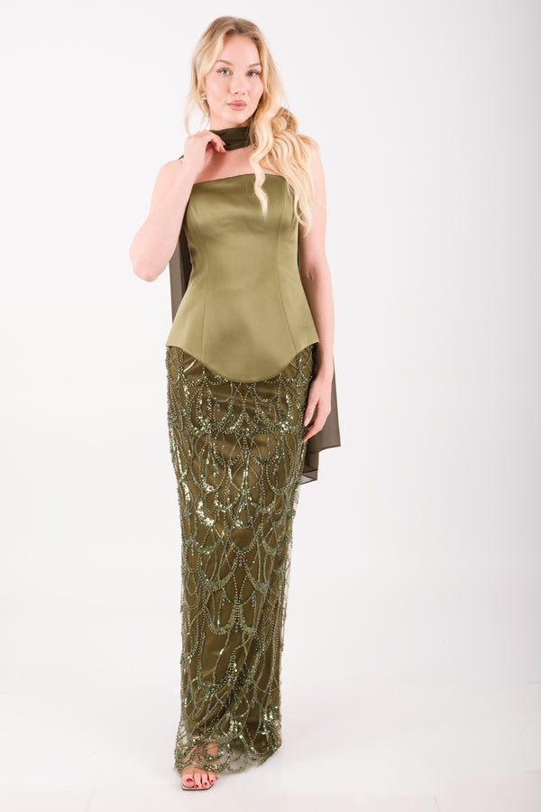 LISBON Haki Abiye Elbise