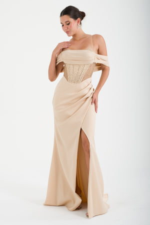 ZIMBEA Bej Abiye Elbise