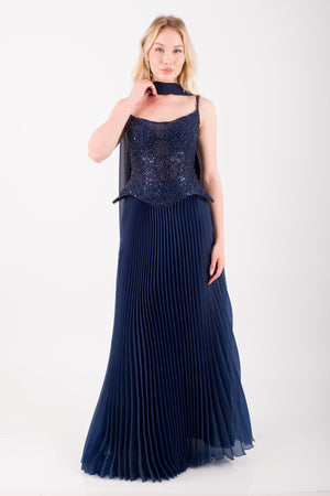 PORTO Lacivert Abiye Elbise