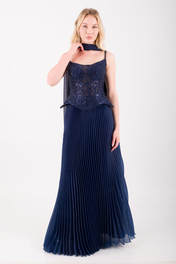 PORTO Lacivert Abiye Elbise