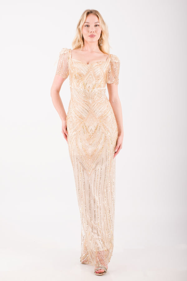 MILANO Gold Abiye Elbise