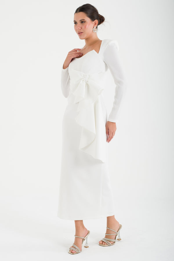 OPULENT Beyaz Abiye Elbise