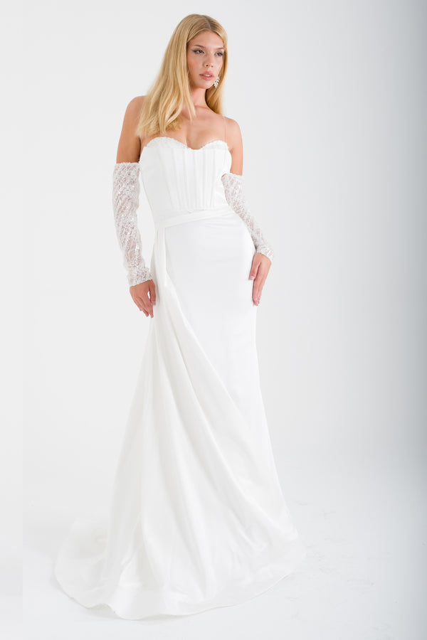 SİNTRA Ekru Abiye Elbise