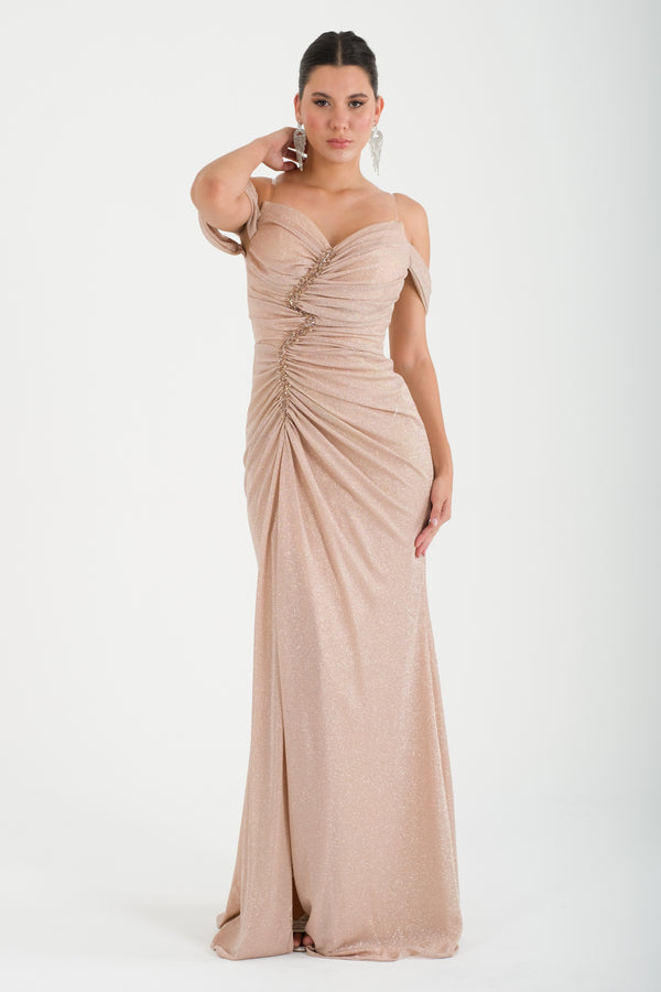 TRAKİA Gold Abiye Elbise