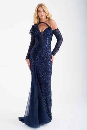 PERAST Lacivert Abiye Elbise