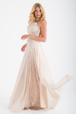 SUSİN Bej Abiye Elbise