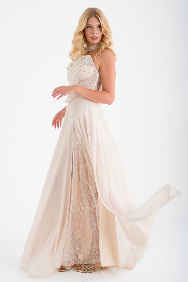 SUSİN Bej Abiye Elbise