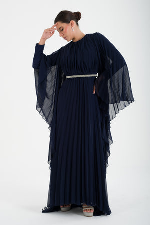 Kotor Lacivert Abiye Elbise