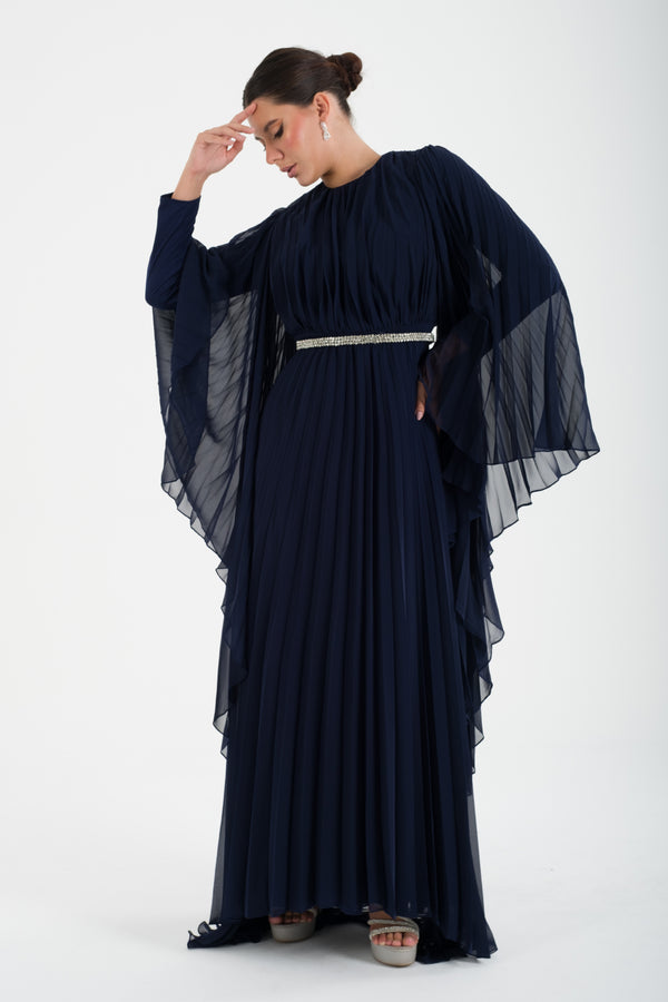 Kotor Lacivert Abiye Elbise