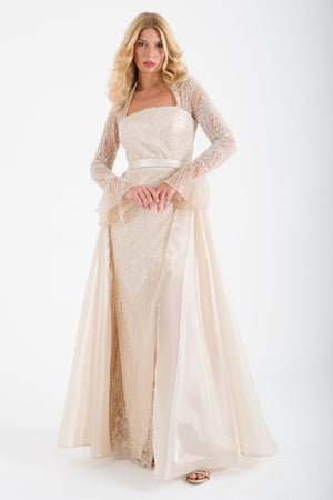 SİBİU Bej Abiye Elbise