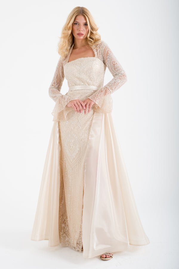 SİBİU Bej Abiye Elbise