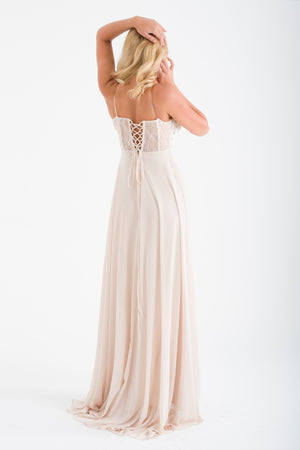 SUSİN Bej Abiye Elbise