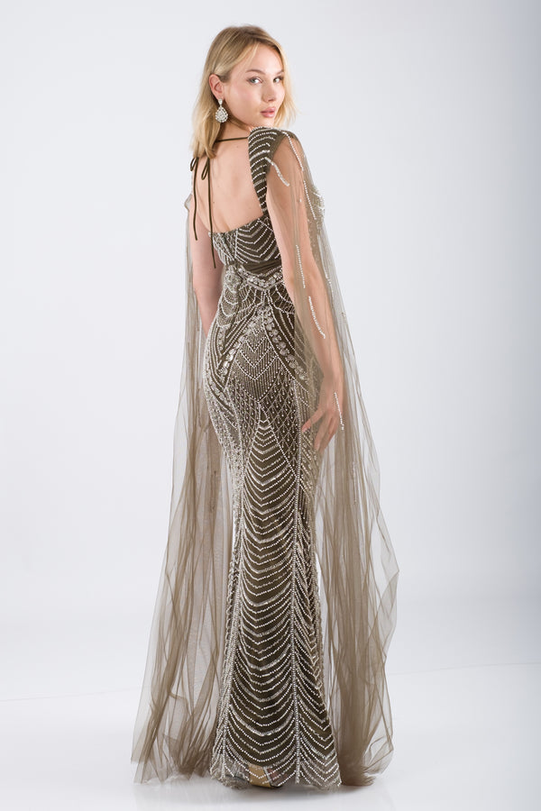 ELVARIN Haki Abiye Elbise