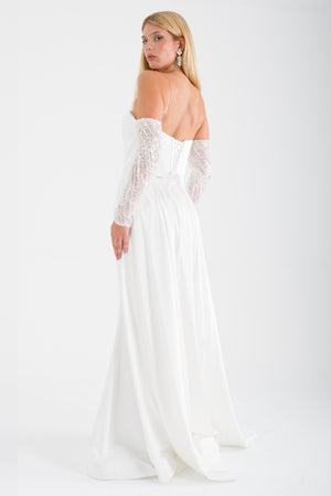 SİNTRA Ekru Abiye Elbise