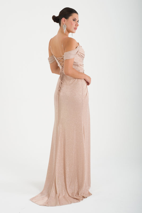 TRAKİA Gold Abiye Elbise