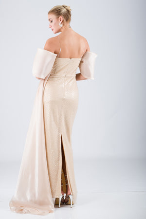 AMELİA Bej Abiye Elbise