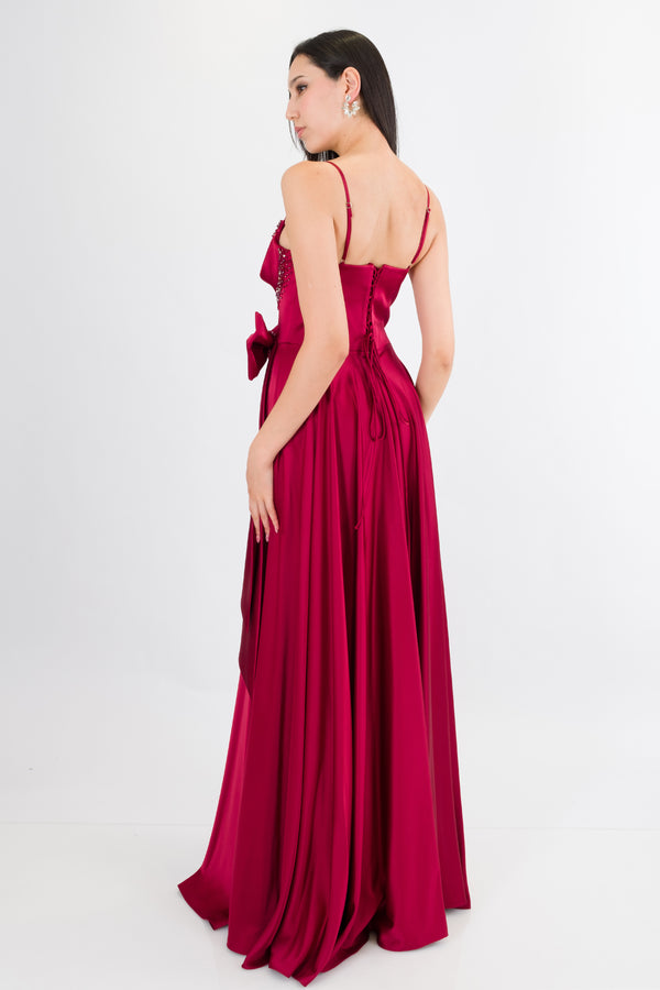 RUBY Bordo Abiye Elbise