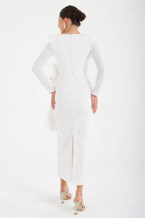 OPULENT Beyaz Abiye Elbise