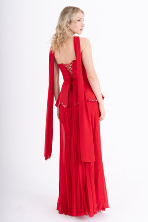 MORVEXA Kırmızı Abiye Elbise