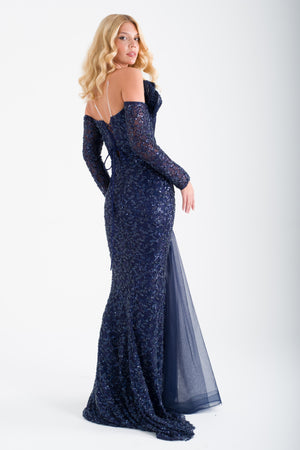 PERAST Lacivert Abiye Elbise