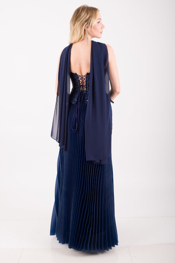 PORTO Lacivert Abiye Elbise