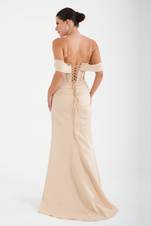 ZIMBEA Bej Abiye Elbise