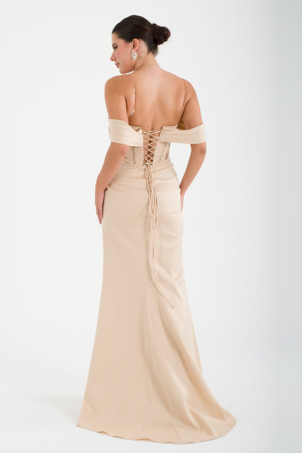 ZIMBEA Bej Abiye Elbise