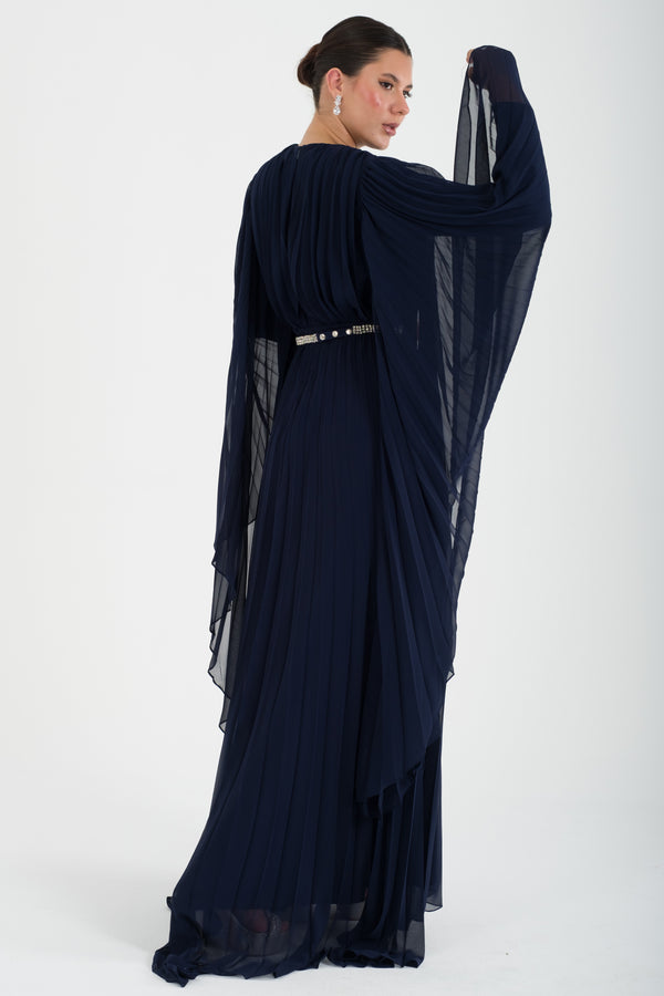 Kotor Lacivert Abiye Elbise