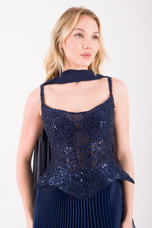 PORTO Lacivert Abiye Elbise