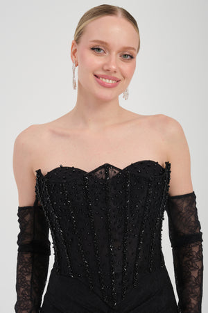 DUYZA SİYAH Abiye Elbise