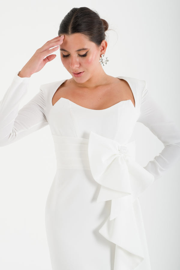 OPULENT Beyaz Abiye Elbise