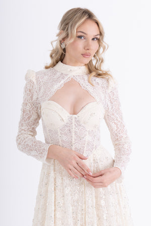 MORLYX Bej Abiye Elbise