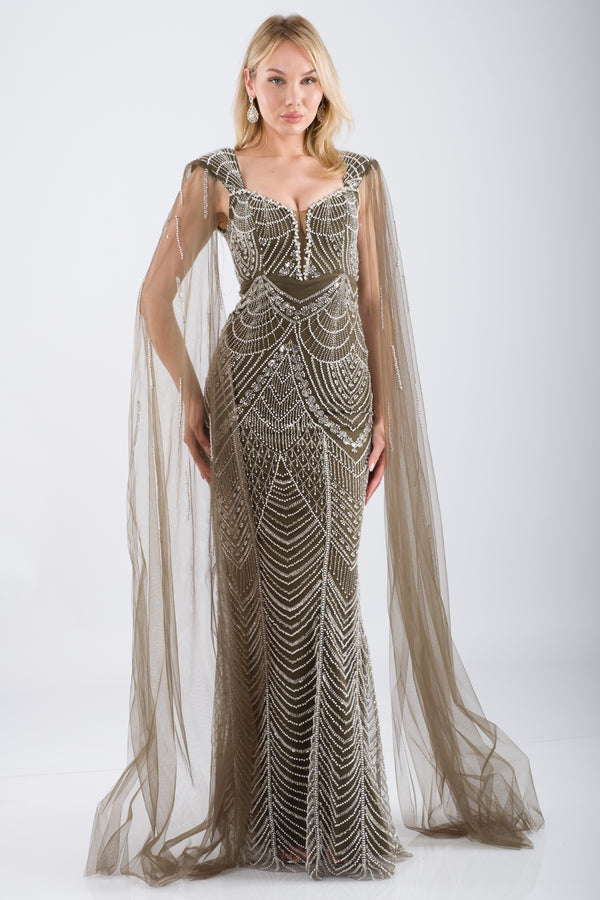 ELVARIN Haki Abiye Elbise