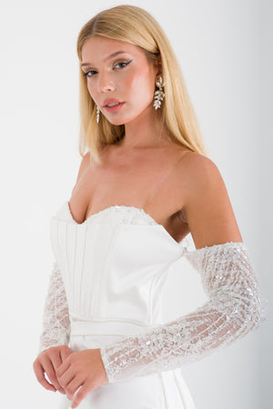 SİNTRA Ekru Abiye Elbise