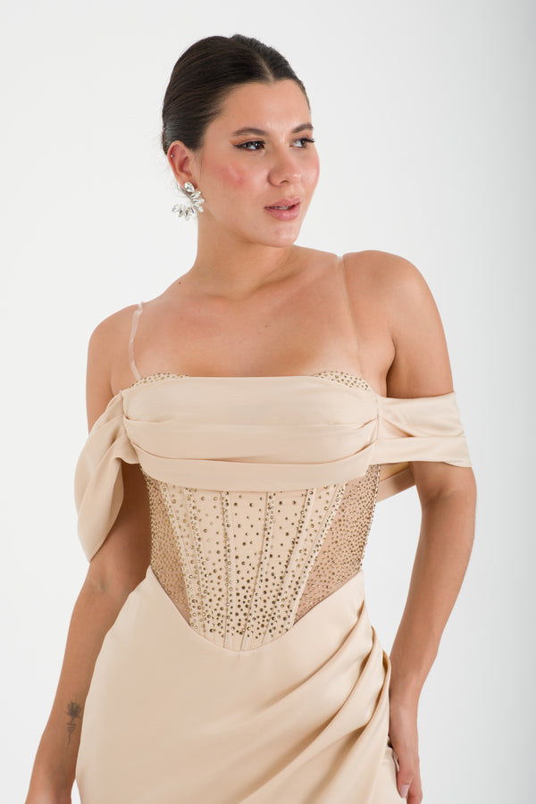 ZIMBEA Bej Abiye Elbise