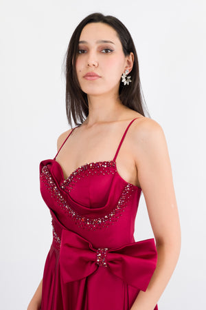 RUBY Bordo Abiye Elbise